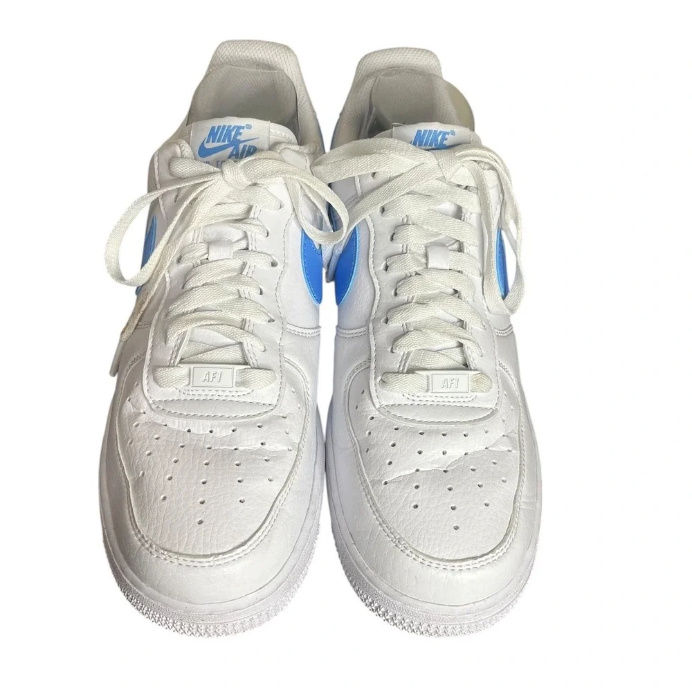 Nike Air Force 1‎ Low White w/Blue Swoosh Sneakers Women's Shoes Size 9.5